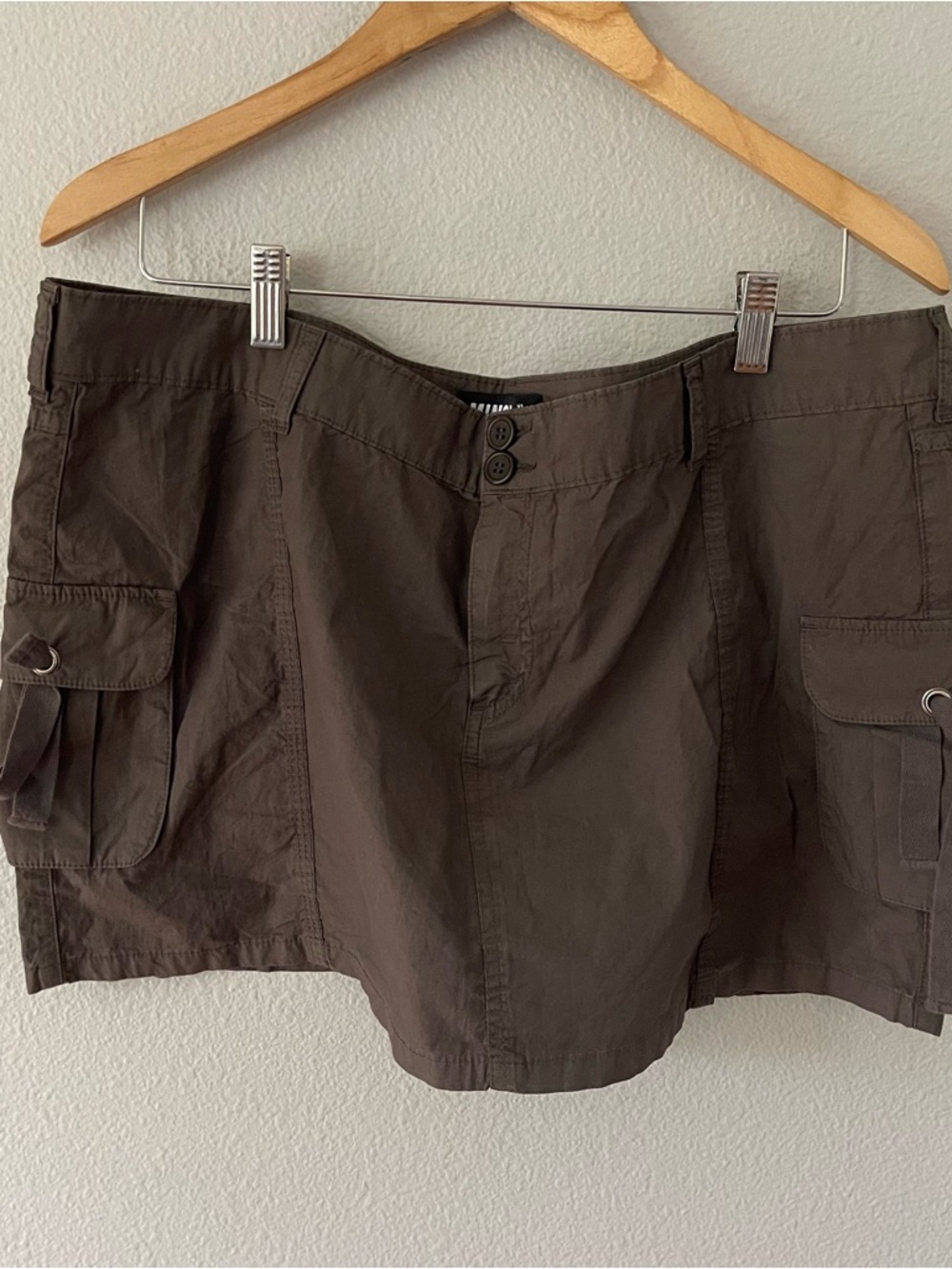 MINGA ELLIE BROWN CARGO MICRO MINI UTILITY SKIRT SIZE XL